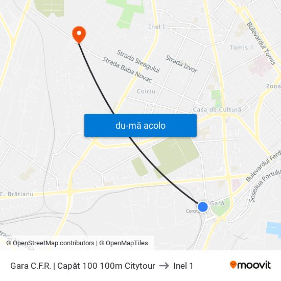 Harta de Gara C.F.R. | Capăt 100 100m Citytour către Inel 1