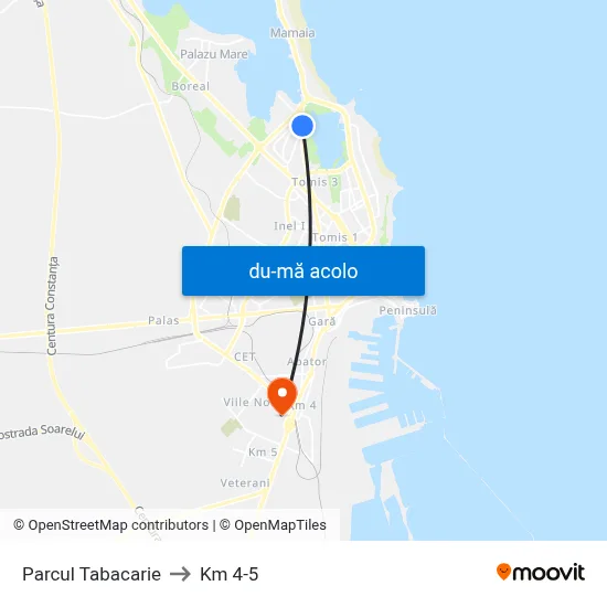 Harta de Parcul Tabacarie către Km 4-5