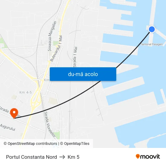Harta de Portul Constanta Nord către Km 5
