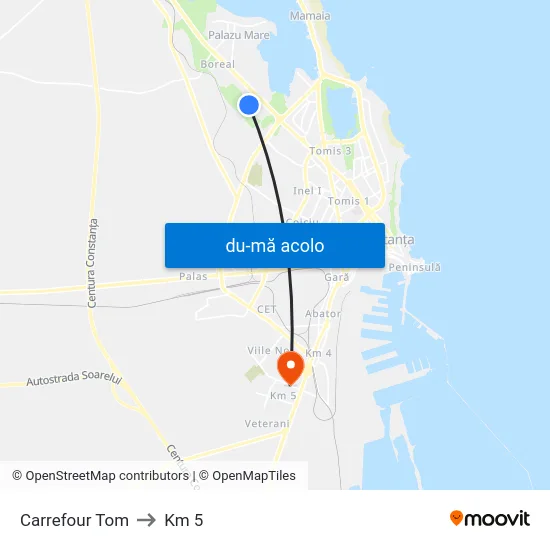 Harta de Carrefour Tom către Km 5