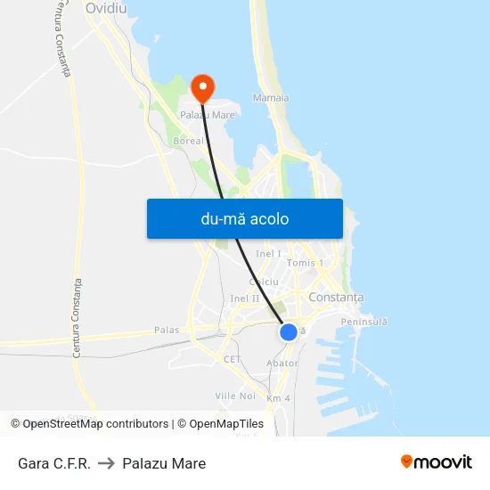 Harta de Gara C.F.R. către Palazu Mare