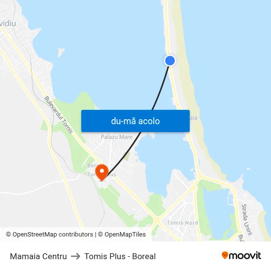 Harta de Mamaia Centru către Tomis Plus - Boreal