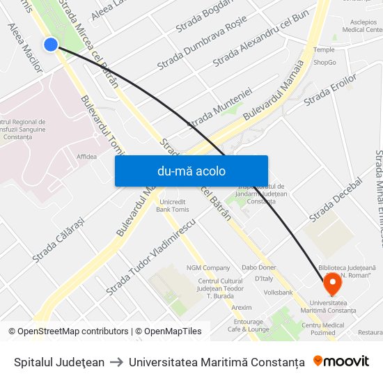 Harta de Spitalul Judeţean către Universitatea Maritimă Constanța