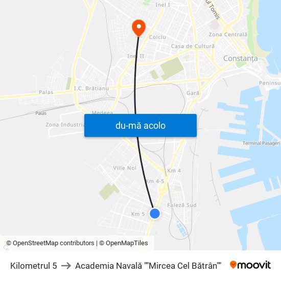 Harta de Kilometrul 5 către Academia Navală ""Mircea Cel Bătrân""