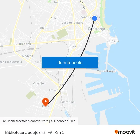 Harta de Biblioteca Județeană către Km 5