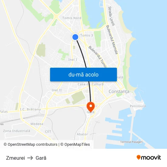 Harta de Zmeurei către Gară