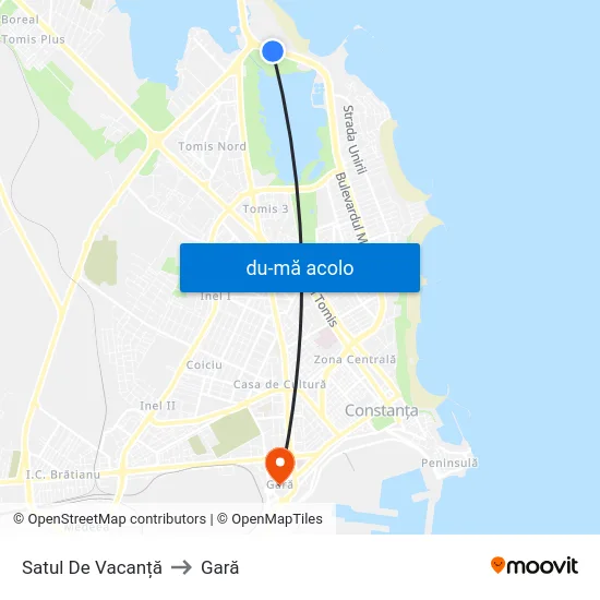 Harta de Satul De Vacanță către Gară