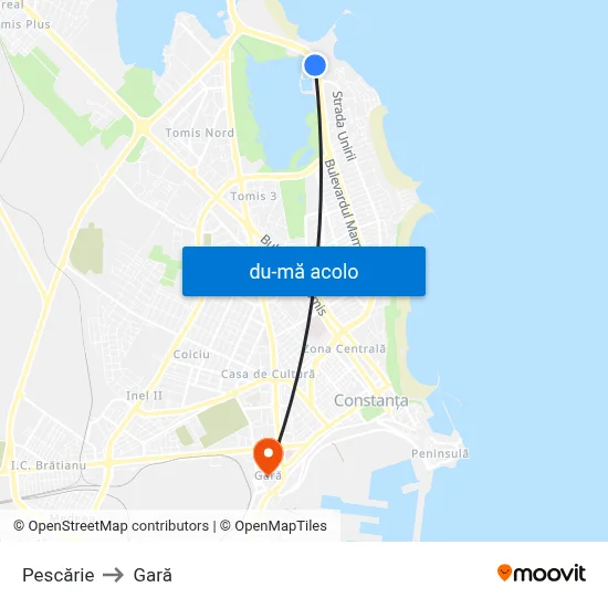 Harta de Pescărie către Gară