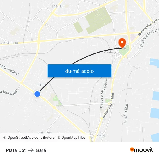 Harta de Piaţa Cet către Gară