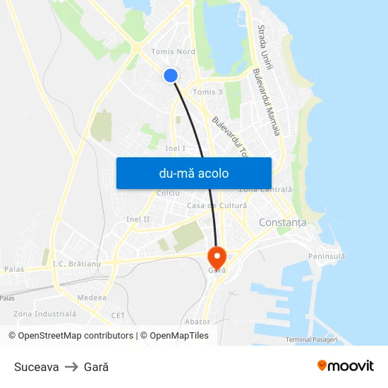 Harta de Suceava către Gară
