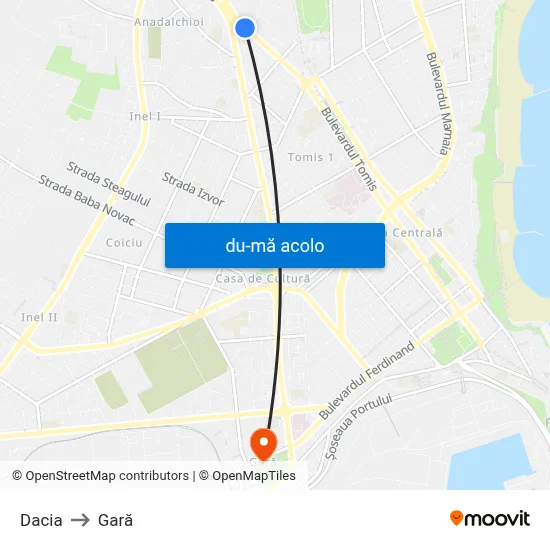 Harta de Dacia către Gară