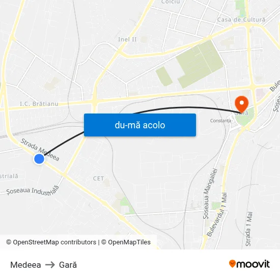 Harta de Medeea către Gară