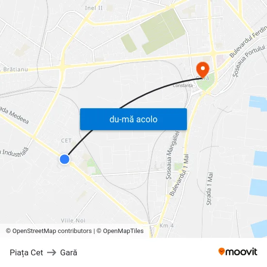 Harta de Piața Cet către Gară