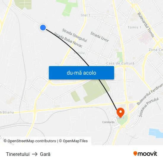 Harta de Tineretului către Gară