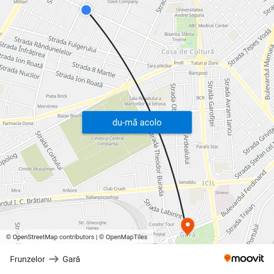 Harta de Frunzelor către Gară