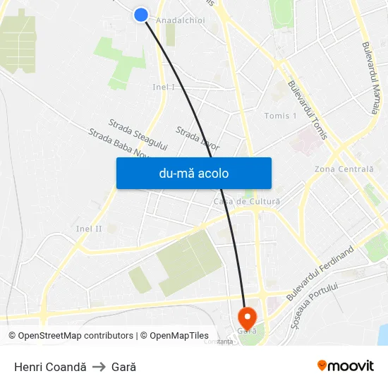 Harta de Henri Coandă către Gară