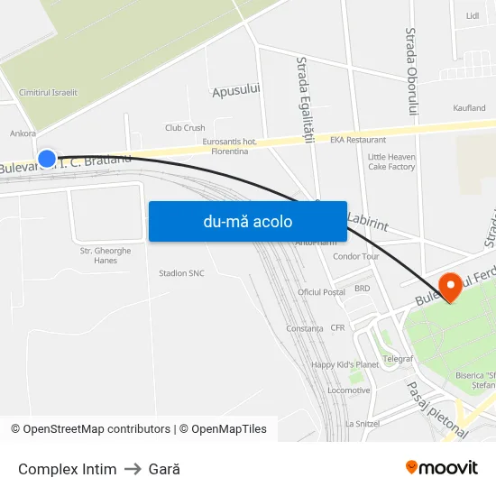 Harta de Complex Intim către Gară