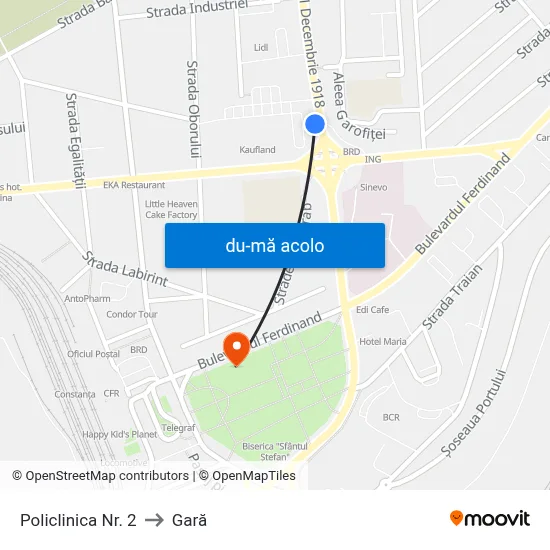 Harta de Policlinica Nr. 2 către Gară