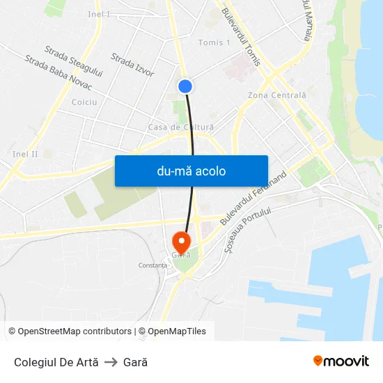 Harta de Colegiul De Artă către Gară