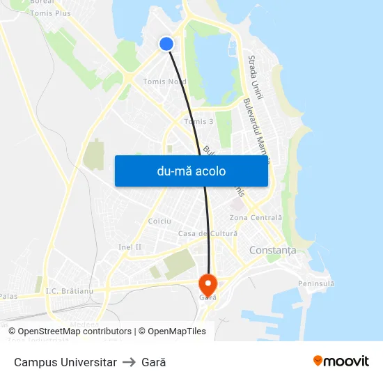 Harta de Campus Universitar către Gară