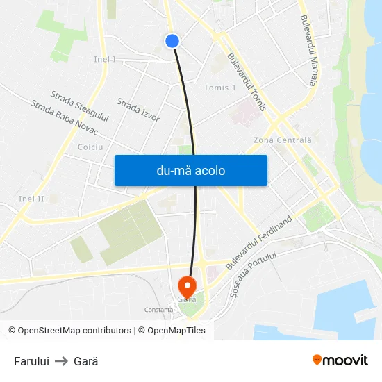 Harta de Farului către Gară