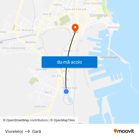 Harta de Viorelelor către Gară