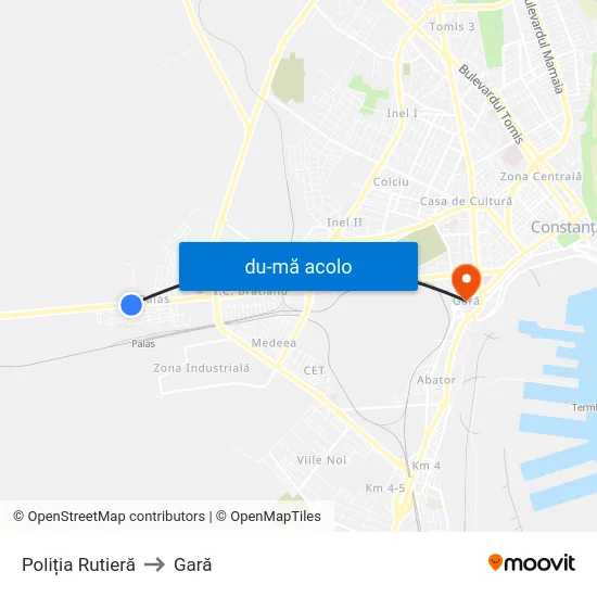 Harta de Poliția Rutieră către Gară