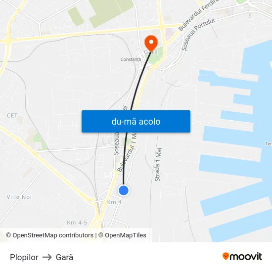 Harta de Plopilor către Gară