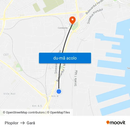 Harta de Plopilor către Gară