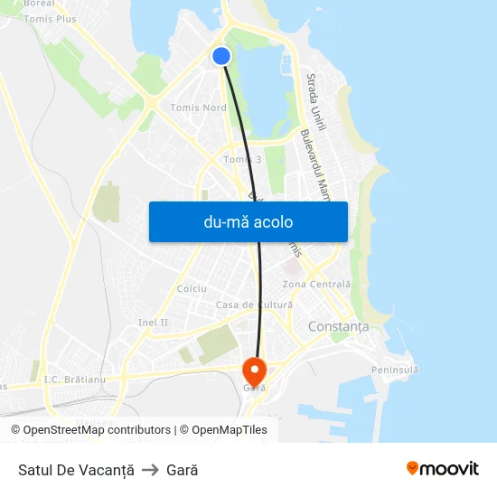 Harta de Satul De Vacanță către Gară