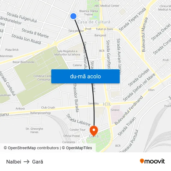 Harta de Nalbei către Gară