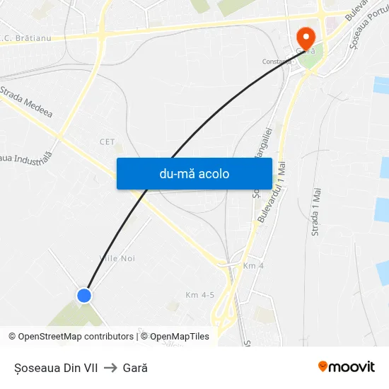 Harta de Șoseaua Din VII către Gară