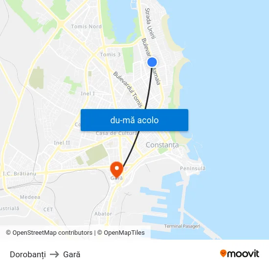Harta de Dorobanți către Gară