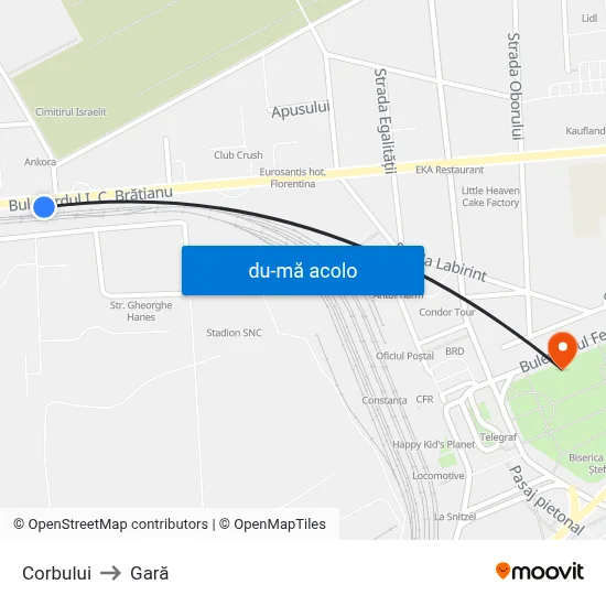 Harta de Corbului către Gară