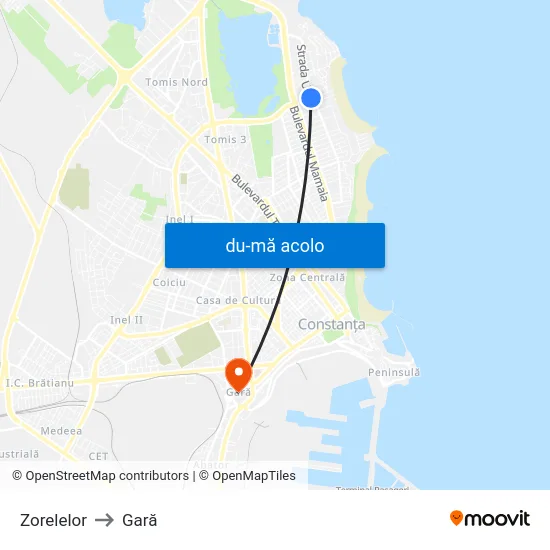 Harta de Zorelelor către Gară