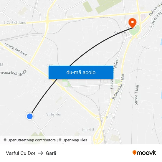 Harta de Varful Cu Dor către Gară