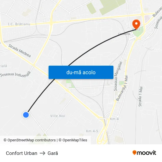 Harta de Confort Urban către Gară