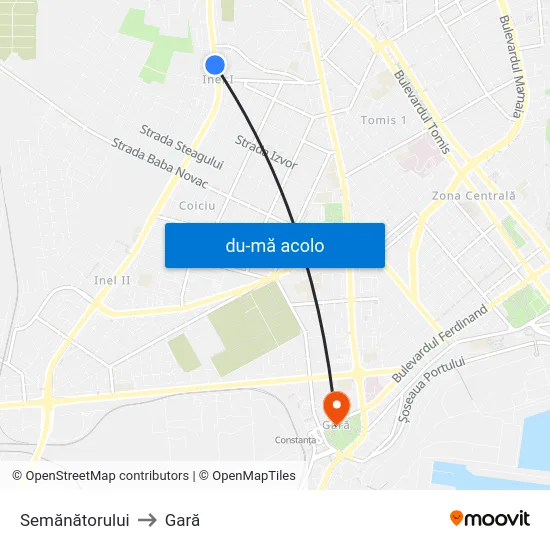 Harta de Semănătorului către Gară