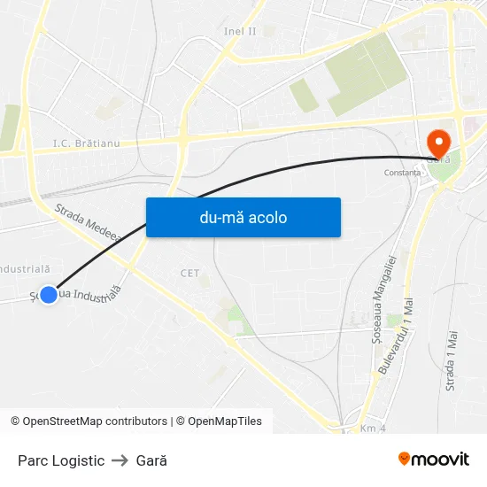 Harta de Parc Logistic către Gară