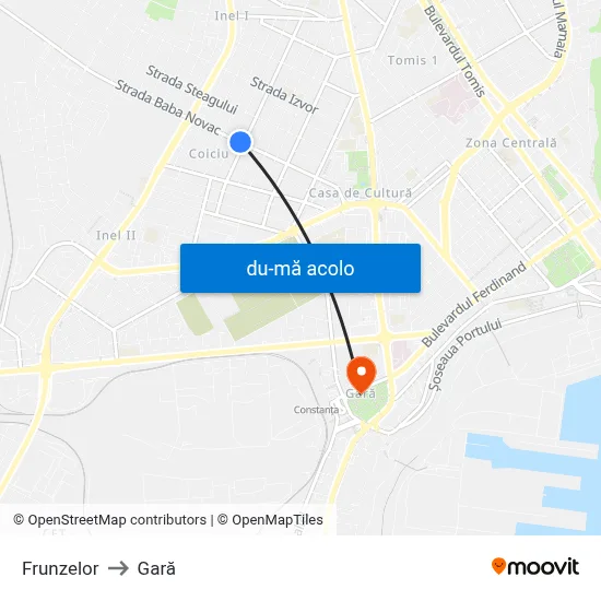 Harta de Frunzelor către Gară