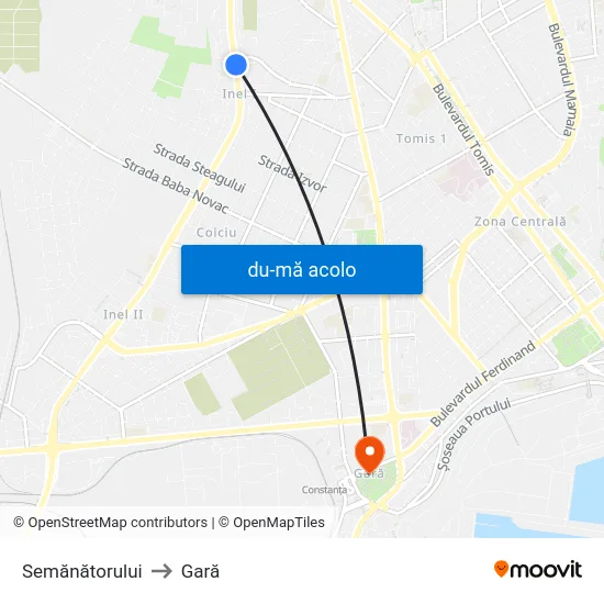 Harta de Semănătorului către Gară