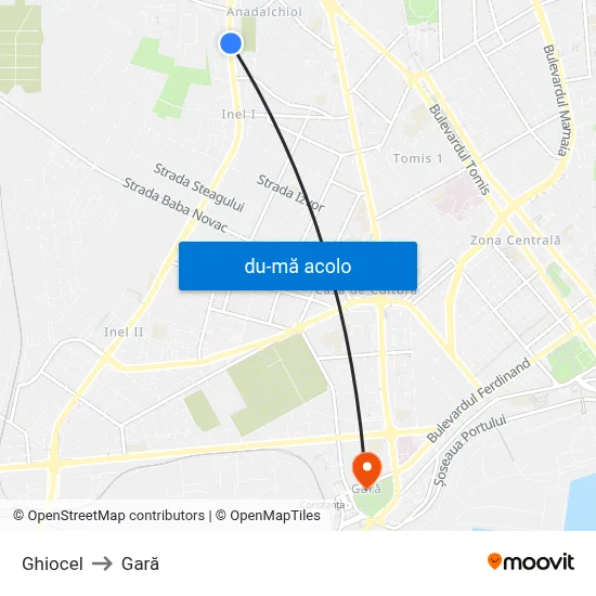 Harta de Ghiocel către Gară