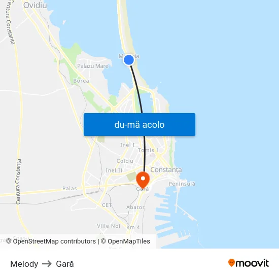 Harta de Melody către Gară