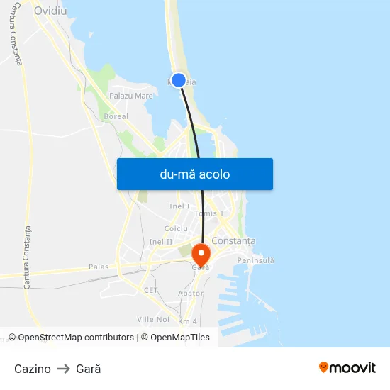 Harta de Cazino către Gară