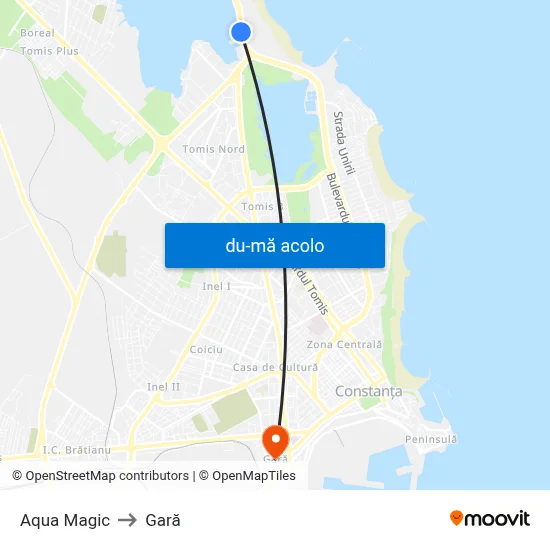 Harta de Aqua Magic către Gară