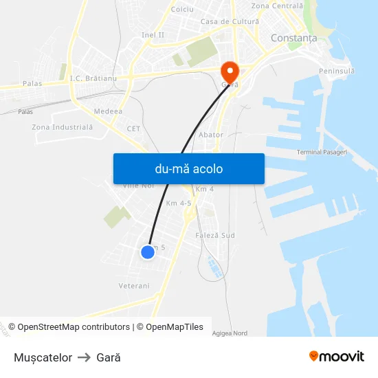 Harta de Mușcatelor către Gară