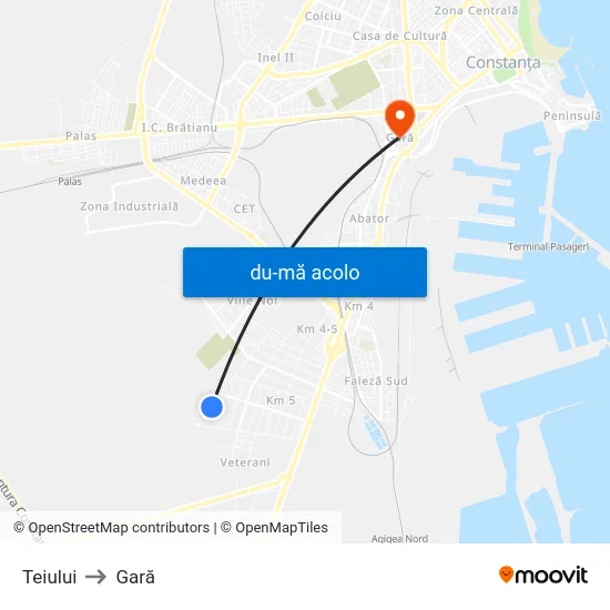 Harta de Teiului către Gară