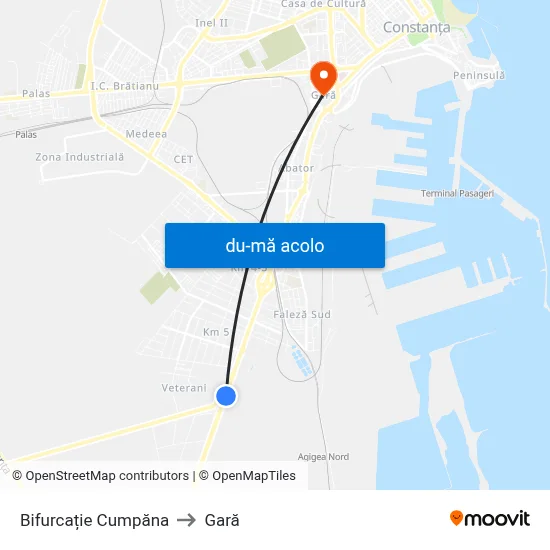 Harta de Bifurcație Cumpăna către Gară