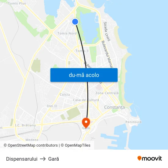 Harta de Dispensarului către Gară