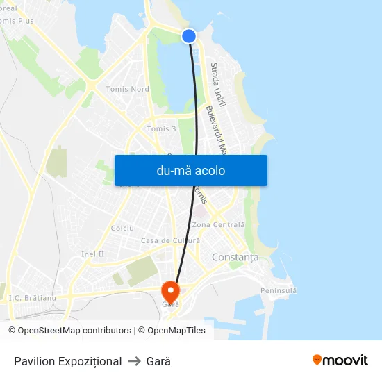 Harta de Pavilion Expozițional către Gară